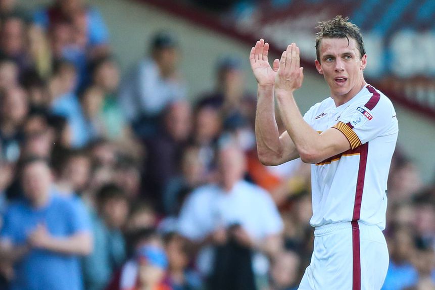 Stephen Warnock, no Bradford, na sua despedida como jogador de futebol