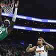 O português Neemias Queta em jogo dos Boston Celtics da Liga americana de basquetebol, NBA. Foto NBA E