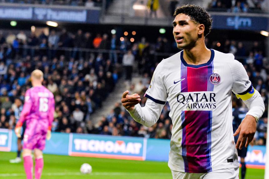 Hakimi marcou três dos cinco golos da goleada do PSG no terreno do Le Havre - FOTO: Imago