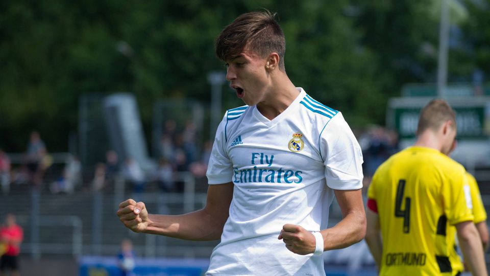 Pedro Ruiz Delgado a marcar pelos sub-19 do Real Madrid ao Dortmund, em 2017