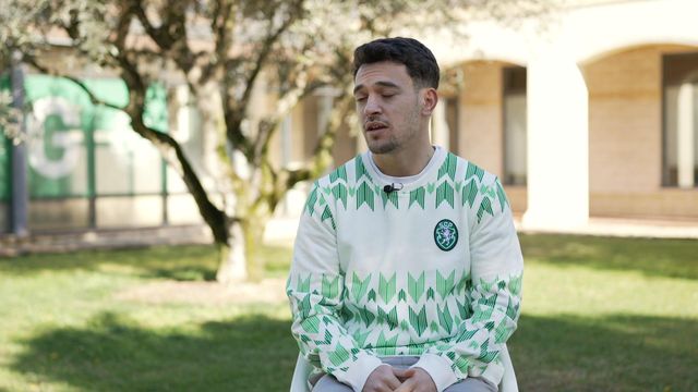 Uma parte da conversa entre Pedro Gonçalves e A BOLA decorreu na Academia em Alcochete