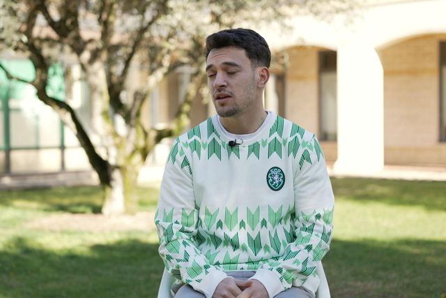 Uma parte da conversa entre Pedro Gonçalves e A BOLA decorreu na Academia em Alcochete