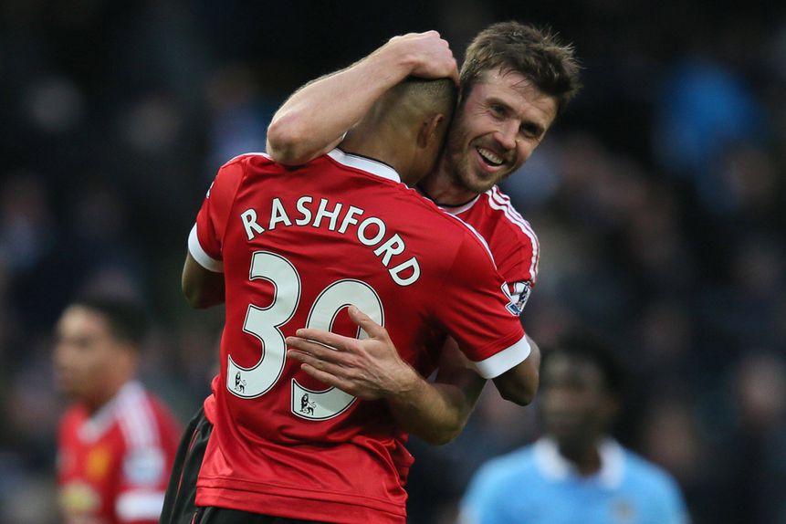 Rashford e Carrick jogaram juntos no Manchester United