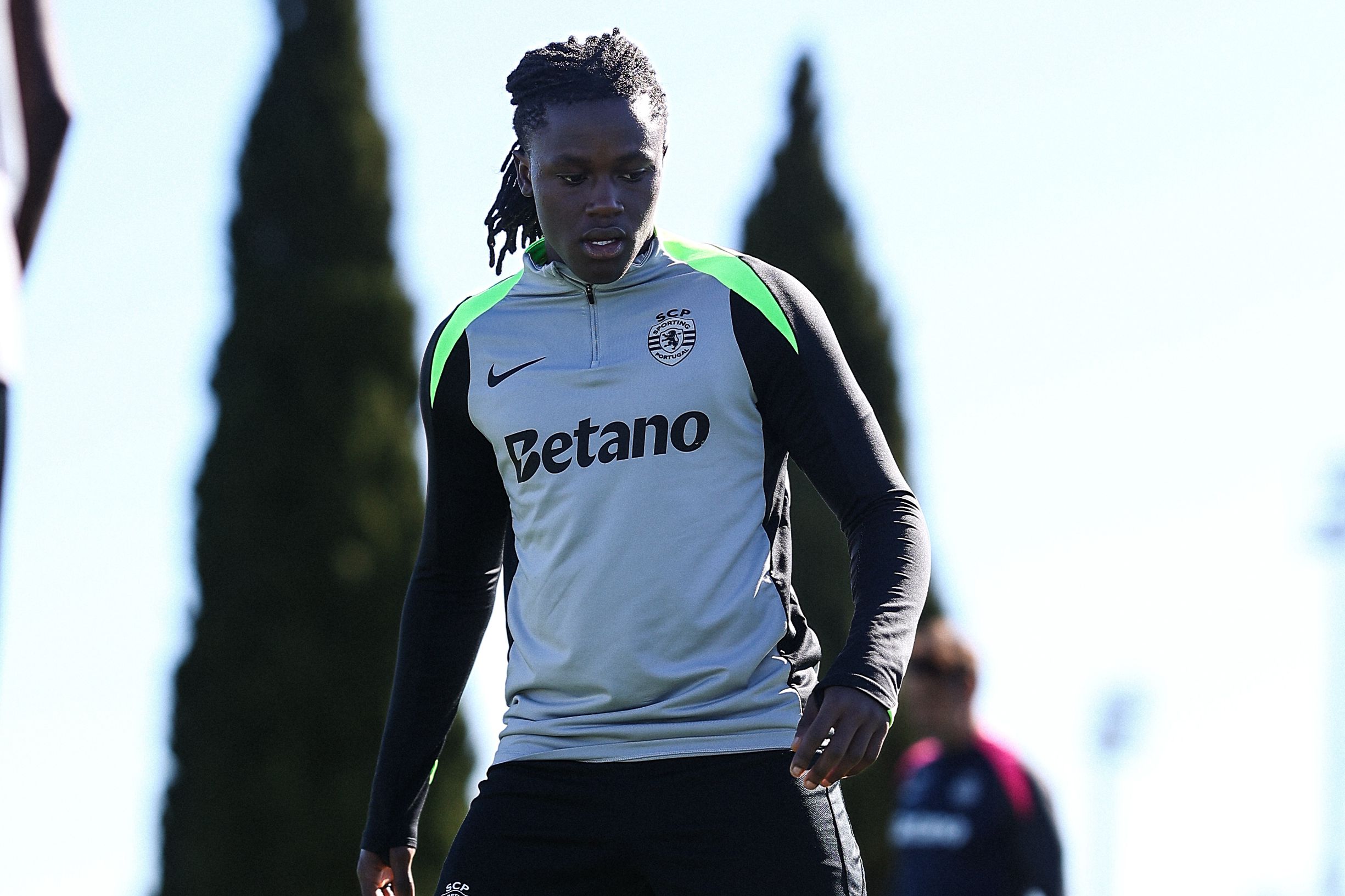 Geovany Quenda no treino desta terça-feira na Academia Cristiano Ronaldo em Alcochete - Foto: SPORTING CP