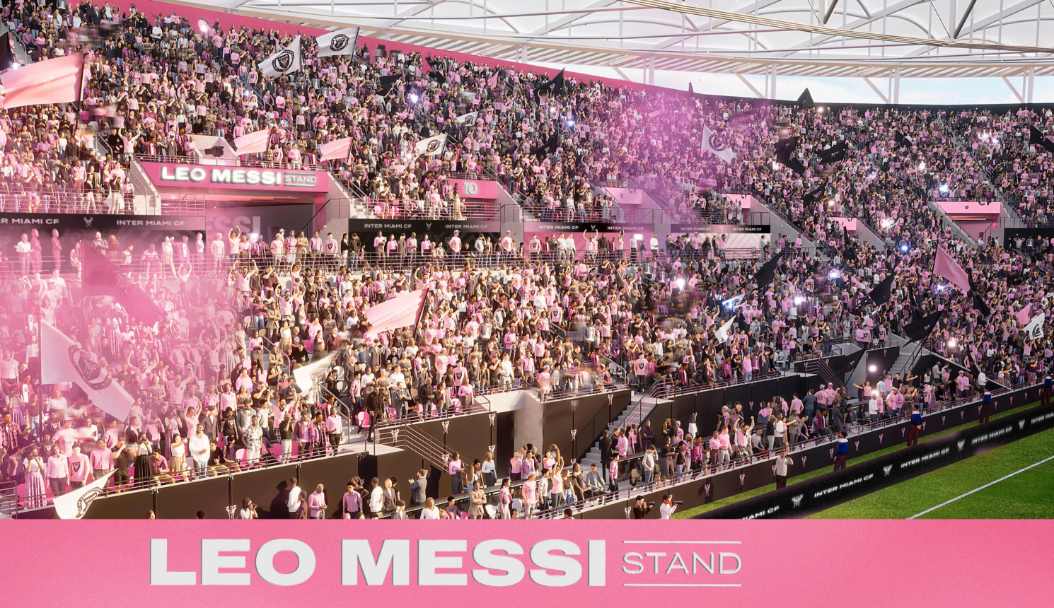 Uma das bancadas do Nu Stadium passará a ter o nome de Leo Messi - Imagem: Inter Miami