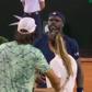 Jamie Faria e Tiafoe na rede com a árbitra