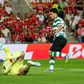 Pedro Gonçalves acaba de marcar após passe de Harder mas o golo foi anulado por fora de jogo do dinamarquês