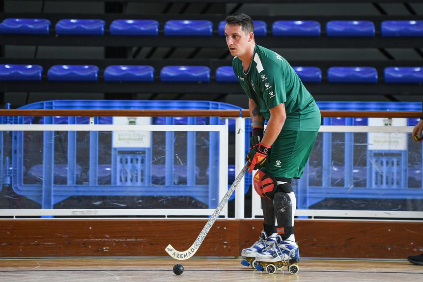 Gonçalo Alves num treino da Seleção Nacional de hóquei em patins que esta segunda-feira, 1 de setembro, estreia-se, frente à Itália, em mais um Campeonato da Europa