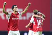 Diego Rodrigues puxou a si o protagonismo e decidiu o dérbi entre SC Braga e Vitória de Guimarães — Foto: Hugo Delgado/LUSA