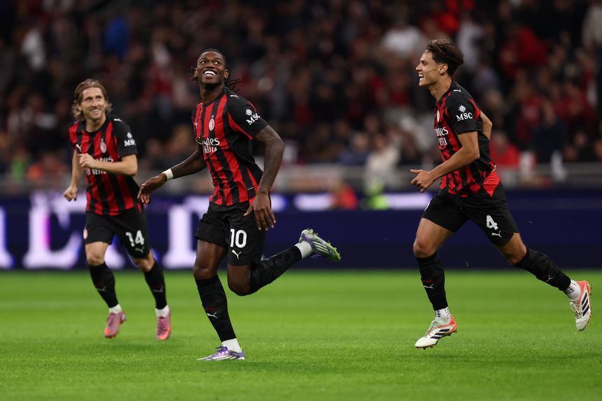 Rafael Leão a celebrar mais um golo pelo Milan