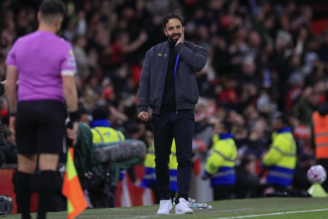 Ruben Amorim, treinador do Manchester United, feliz em Old Trafford