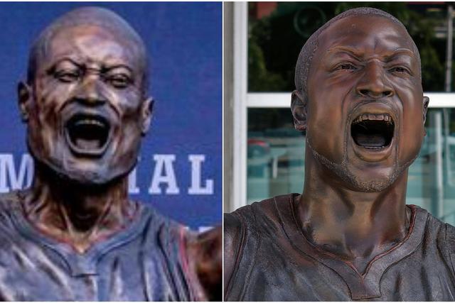 O antes e depois da estátua de Wade. Fotos IMAGO