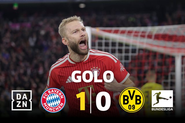 Não deu à primeira, deu à segunda: Laimer faz o 1-0 no clássico com o Dortmund