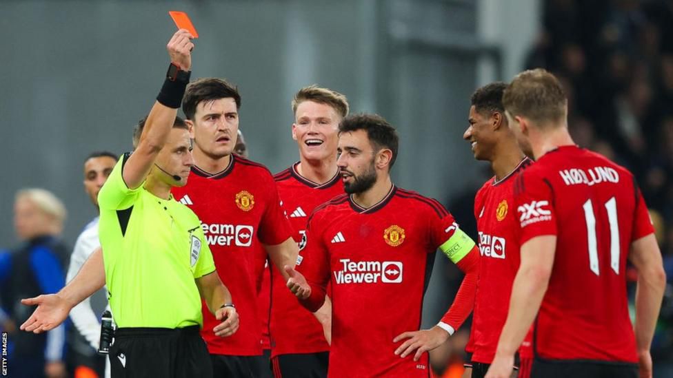 Rashford was given only his second red card in 374 Manchester United appearances