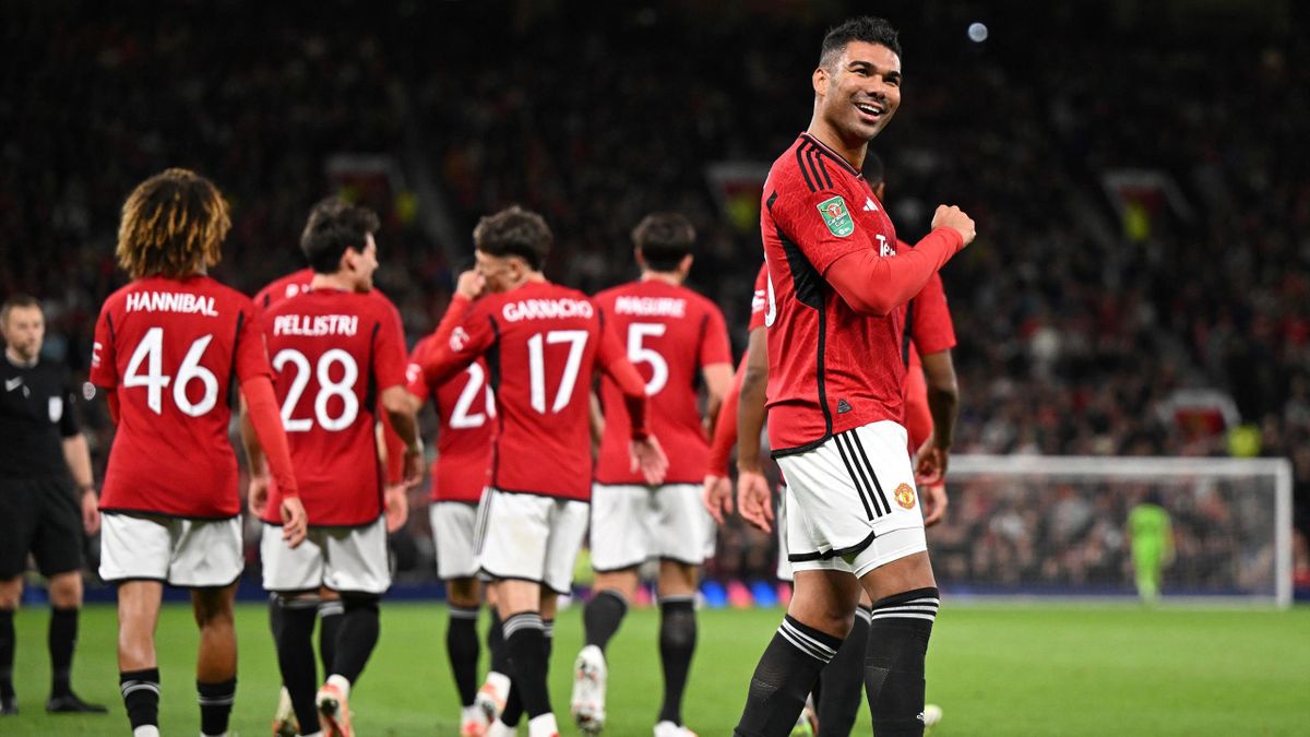 Casemiro celebrates scoring his team second goal during the English League Cup third round football match between Manchester United and Crystal Palace at Old Trafford  Image credit: Getty Images