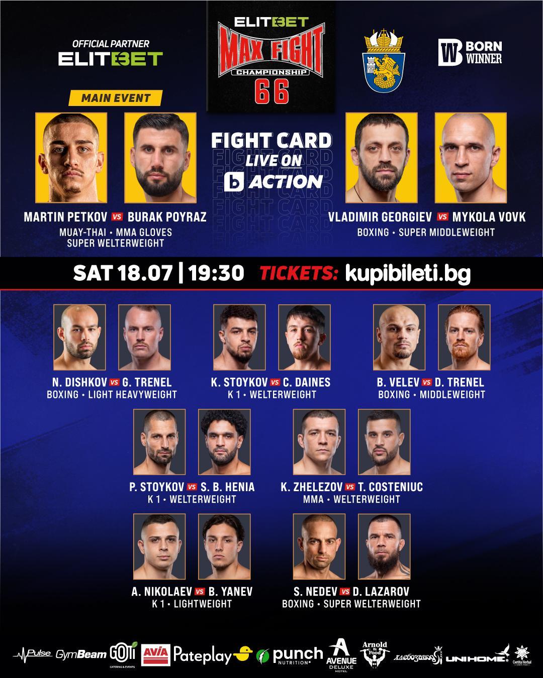 Официалното претегляне за MAX FIGHT 66 ще се проведе пред сградата на Община Бургас