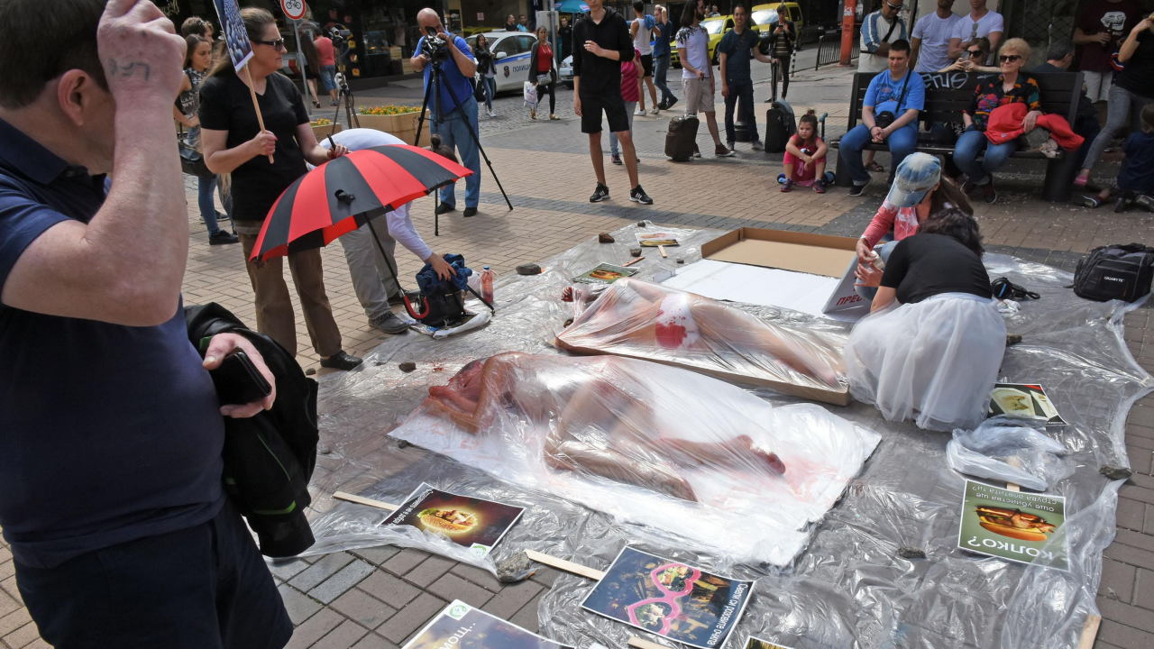 Вегани с акция в центъра на София