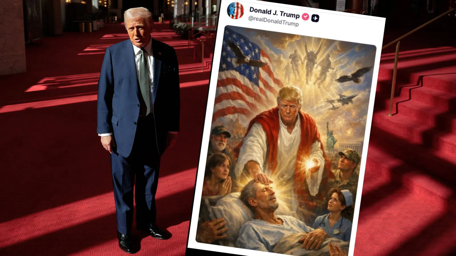 „Мислех, че съм като лекар“: Тръмп изтри изображение от Truth Social, на което е изобразен като Исус