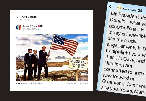 Тръмп заяви, че ще се срещне с „различни страни“ за Гренландия в Давос след „много добър“ разговор с Рюте