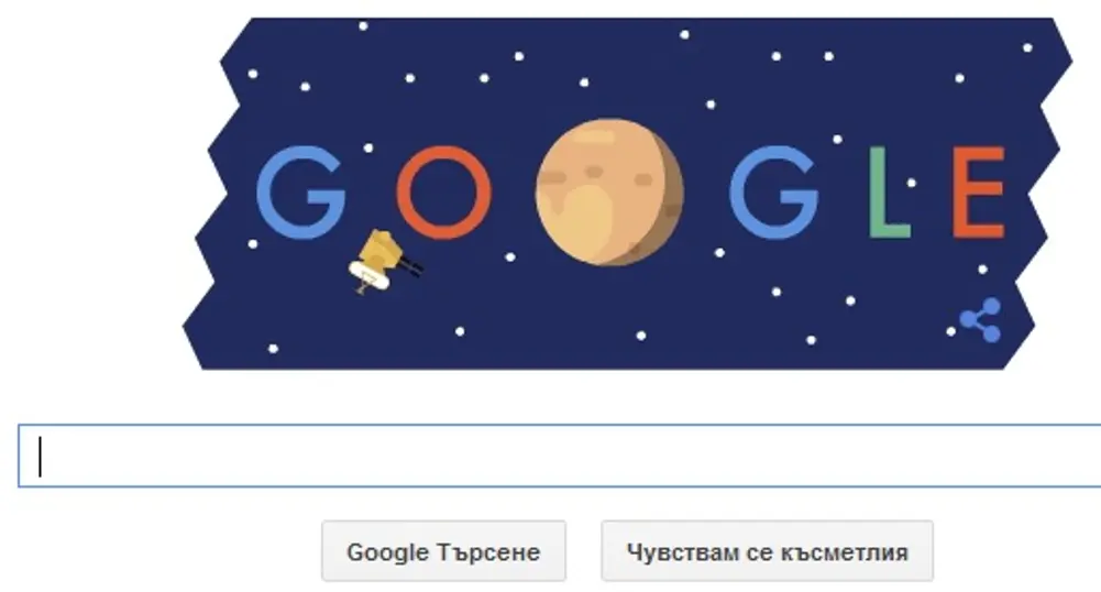 Google посвети doodle на New Horizons