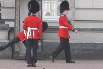 Гвардеец на кралицата падна при смяна на караула (видео)