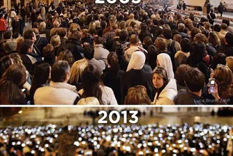 Вижте разликата в тълпата във Ватикана през 2005 и 2013 година