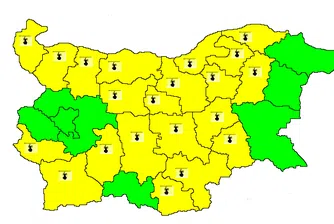 Обявен е жълт код за опасни температури в почти цялата страна