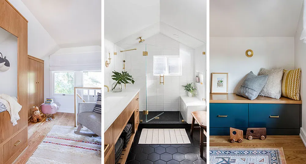 Красиво таванско помещение в бяло и синьо