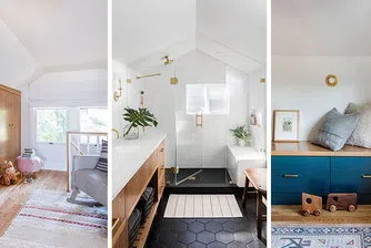 Красиво таванско помещение в бяло и синьо