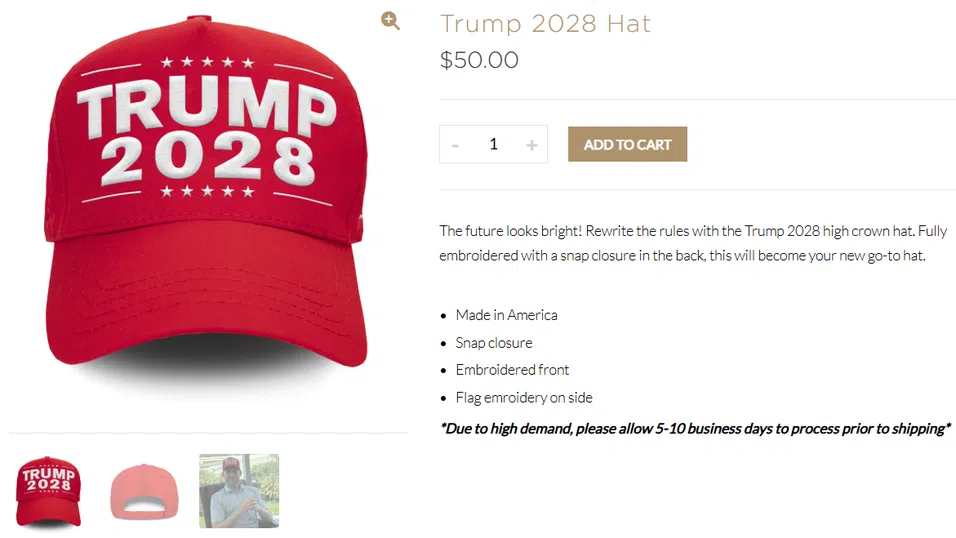 Trump Organization продава шапки по 50 долара за изборите през 2028 г.