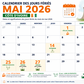 Calendrier des jours fériés de mai 2026 en Côte d’Ivoire: dates et significations