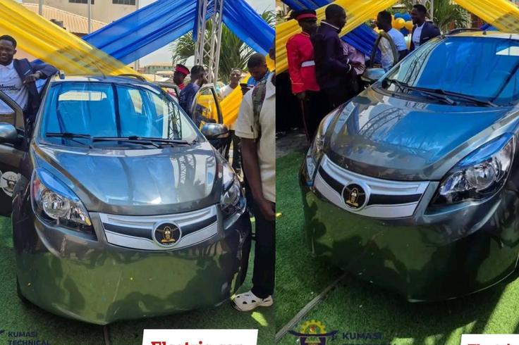 Ghana hits milestone in automobile manufacturing as KsTU students unveil electric car that charges while moving