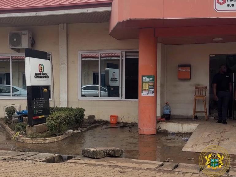 The Ghana Digital Centres Limited said portions of the Accra Digital Centre were inundated during the heavy rains.