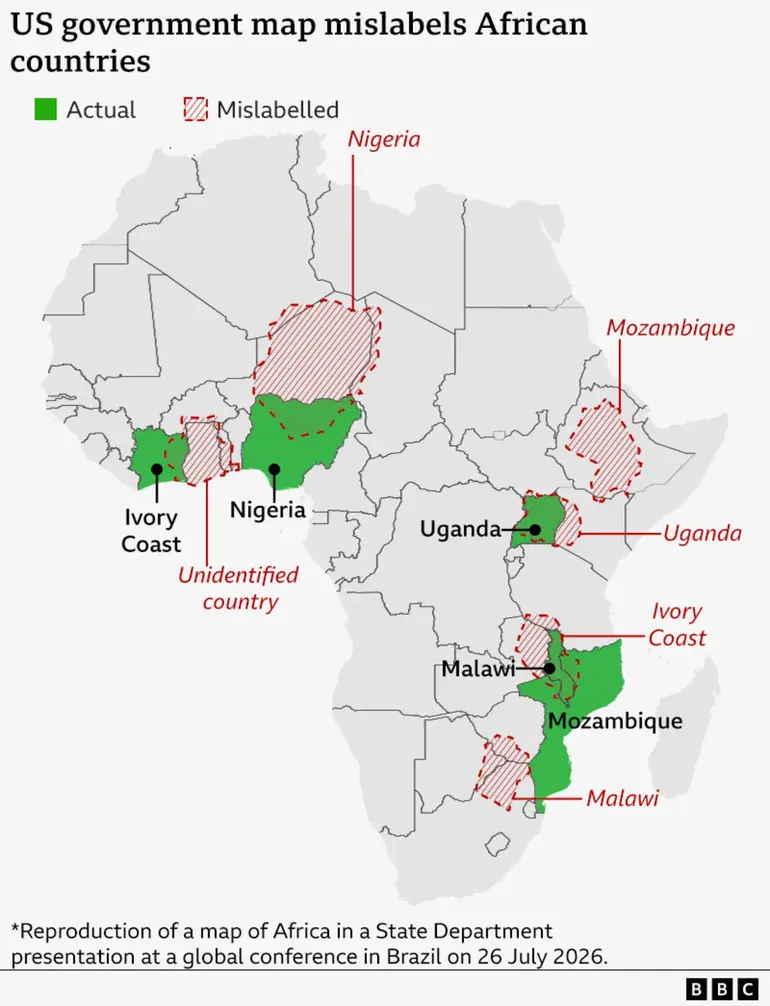 Image of the incorrect map | BBC