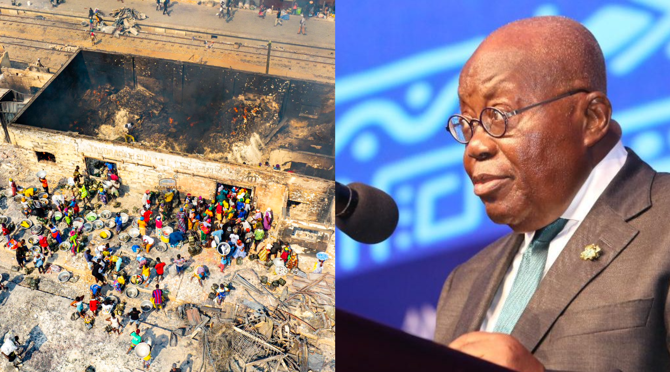 President Akufo-Addo assures Kantamanto traders of government support after fire disaster