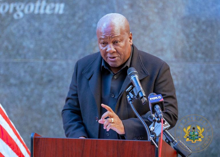 Ghana's President John Dramani Mahama speaking during voting on the landmark United Nations General Assembly resolution recognising the trans-Atlantic enslavement of Africans as the gravest crime against humanity