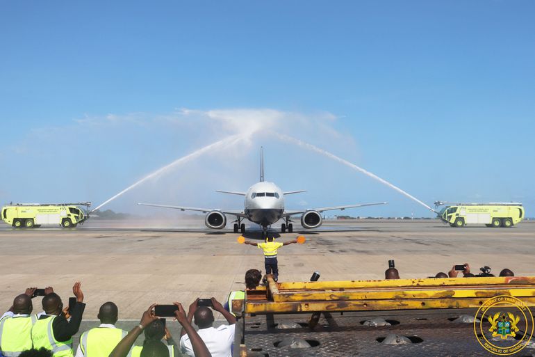 Air Ghana's Boeing 737-400 freighter arrives in Ghana. Image credit: