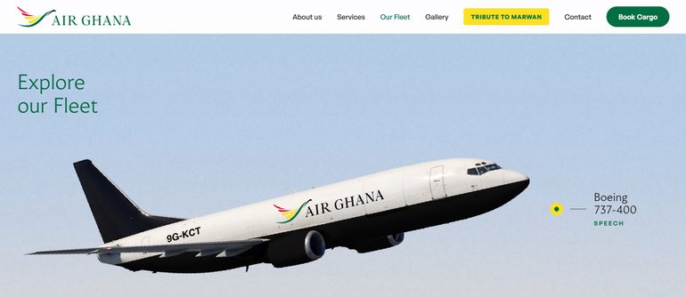 Air Ghana is not Ghana’s national airline. It is a privately owned cargo airline headquartered at the Ghana Airport Cargo Centre in Accra, with its main hub at Accra International Airport.