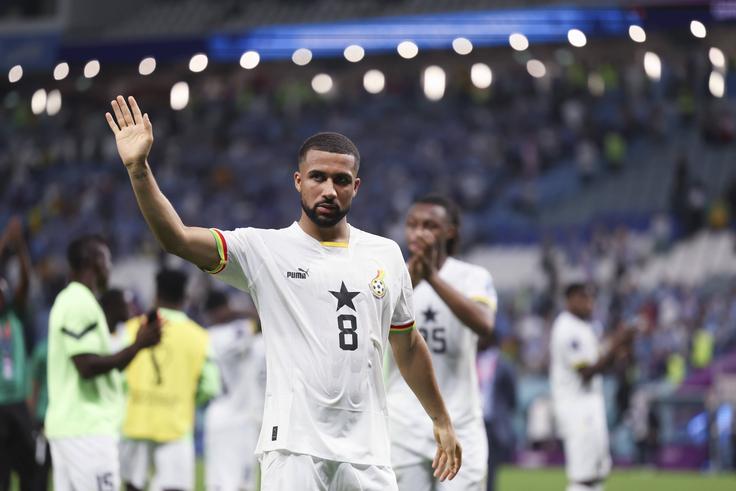 Daniel-Kofi Kyereh of Ghana reacts after the Group H match between Ghana and Uruguay at the 2022 FIFA World Cup | Photo via IMAGO