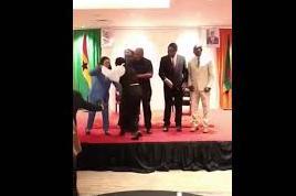 Pres. Mahama warms hearts by saving woman from falling off stage at Ghana–Zambia dialogue