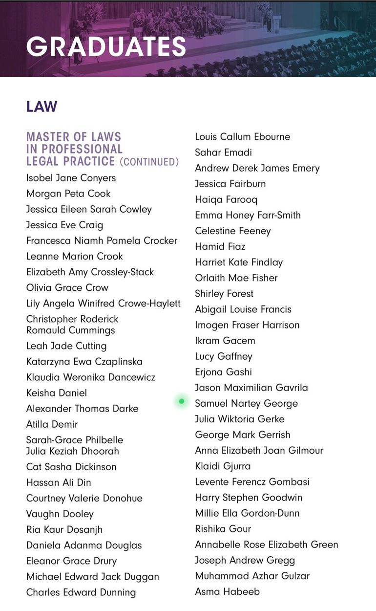 Sam George earns Master of Laws degree from UK university, qualifies as solicitor in England and Wales