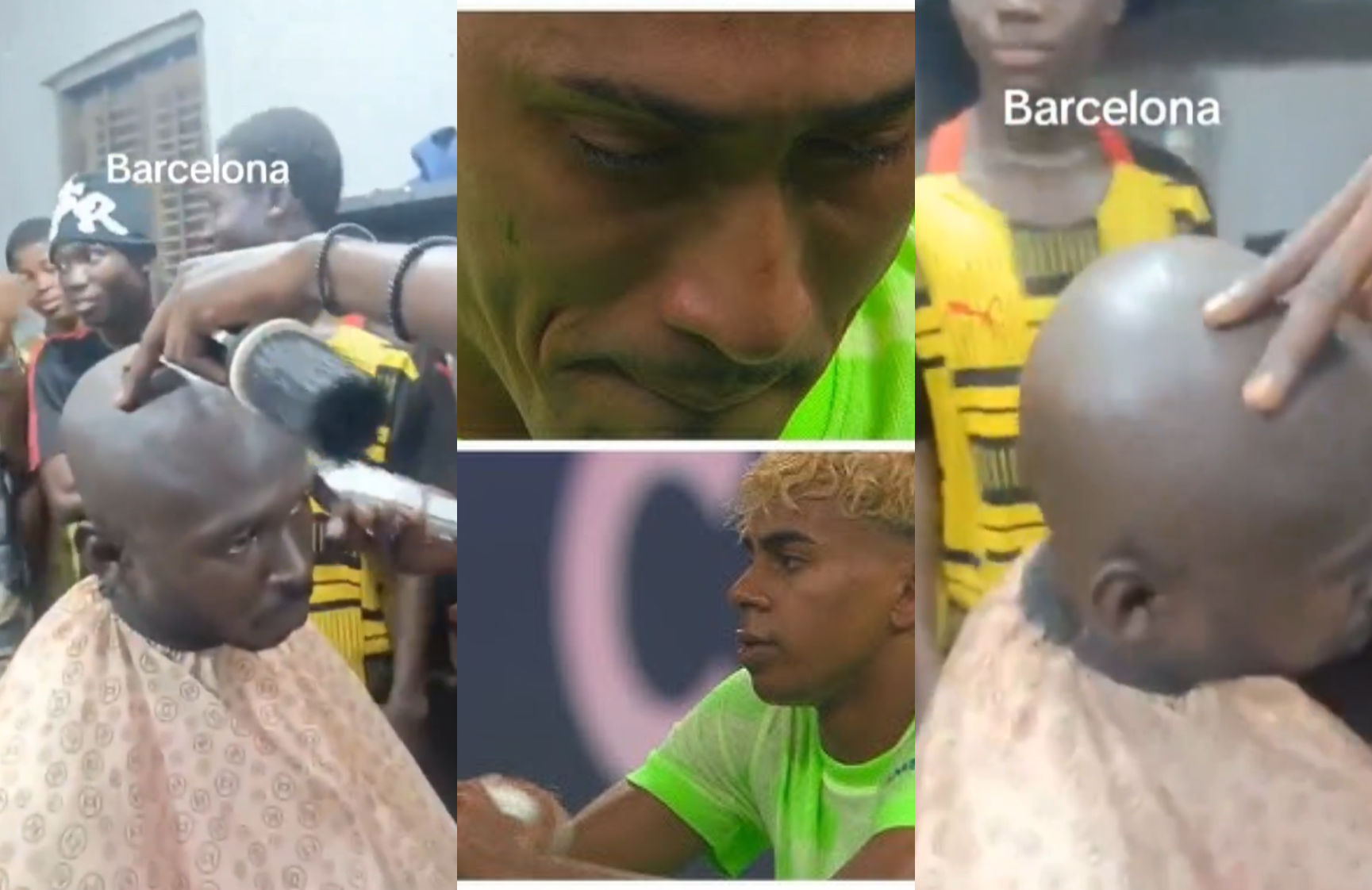 Barcelona fan painfully gets ‘Sakora’ cut by friends after Inter Milan defeat (Video)