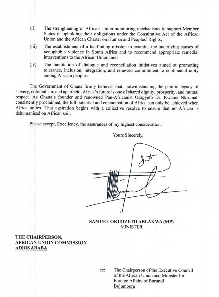 A diplomatic communication dated May 6, 2026, Ghana’s Minister for Foreign Affairs, Samuel Okudzeto Ablakwa