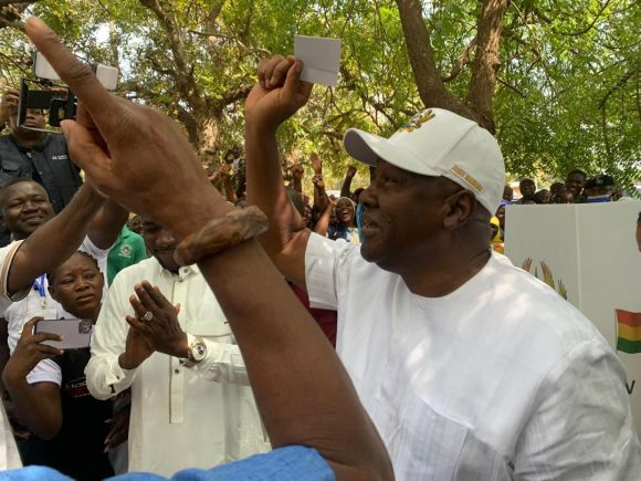 ‘My victory is obvious’ - Mahama as he casts ballot in Bole