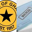 Bank of Ghana logo (left) and an image of a bounced cheque (right)