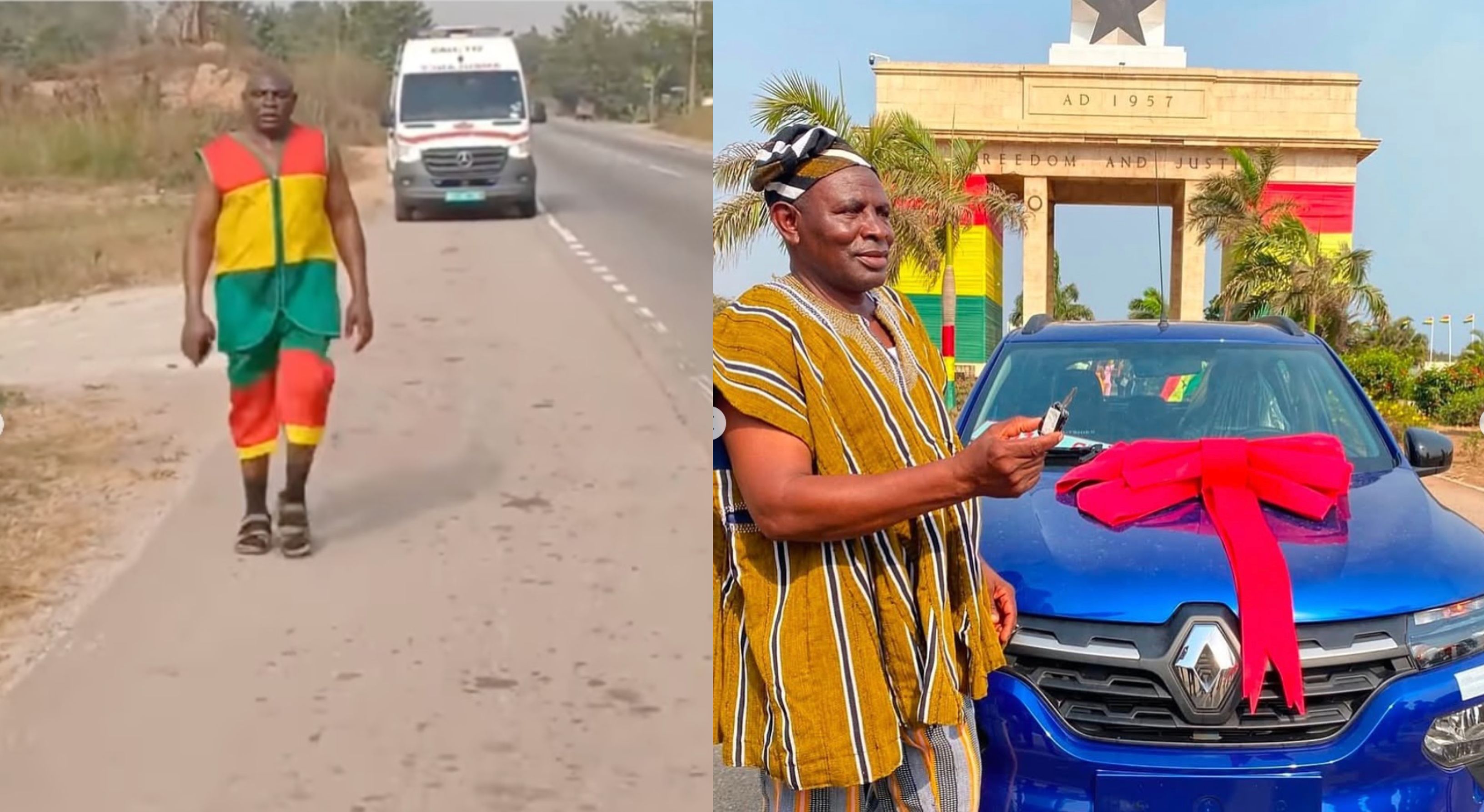 Man, 65, who walked from Kumasi to Accra to honour President Mahama gets car, other gifts