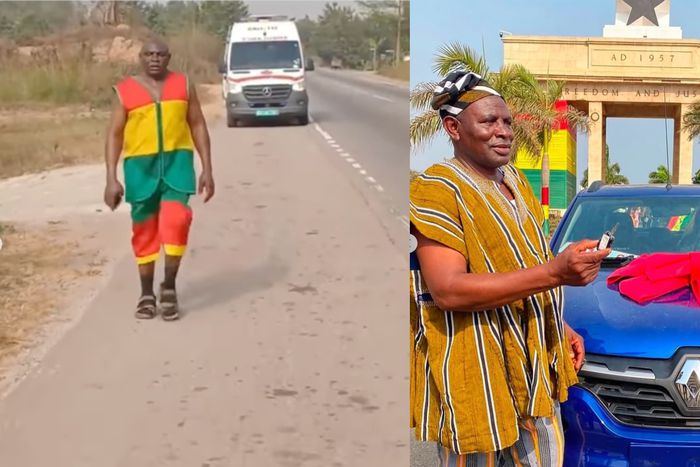 Man, 65, who walked from Kumasi to Accra to honour President Mahama gets car, other gifts