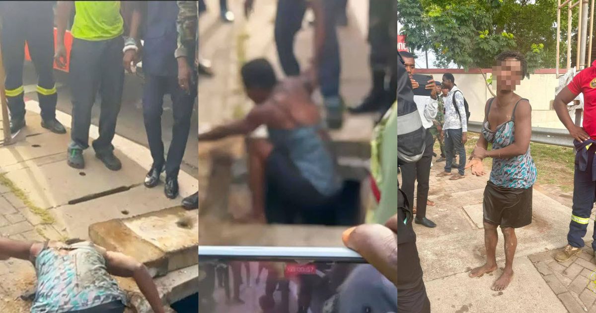 Woman rescued from drain near Jubilee House explains why she was hiding by the presidency (video)