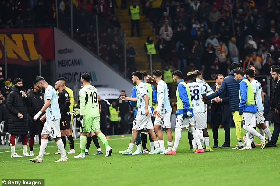 Chaos as team walk away after referee awards controversial penalty