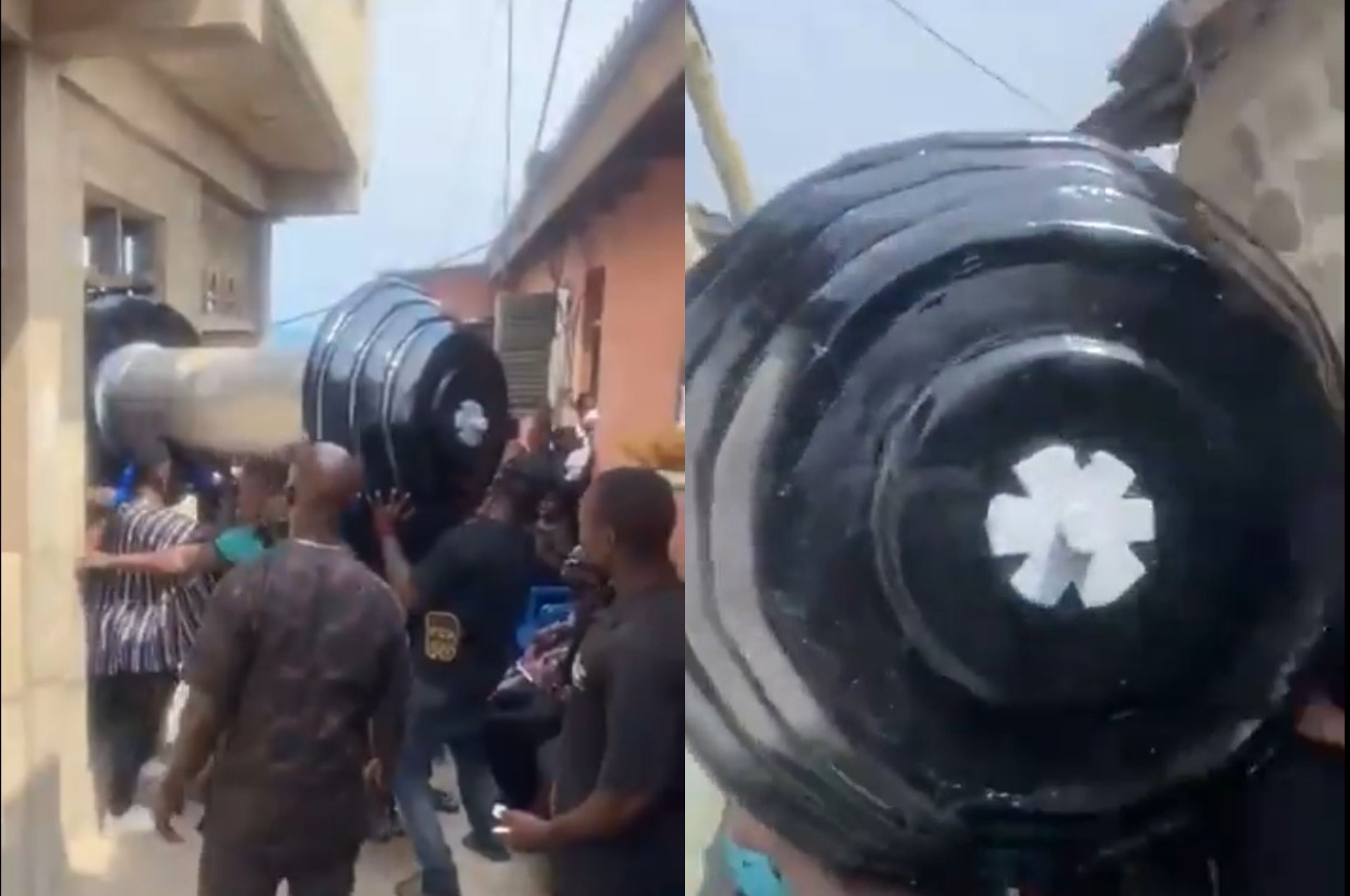 Ghanaian gym instructor buried in a bizarre dumbbell-shaped coffin (video)